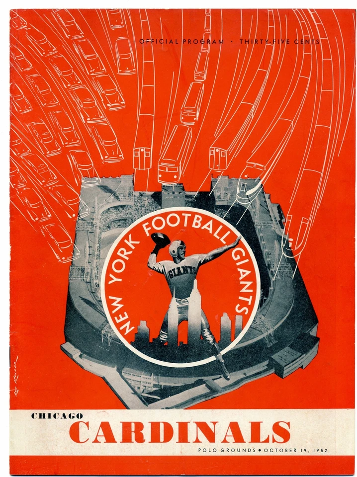 1952 Football Program: Chicago Cardinals vs New York Giants Polo Grounds M24 - Image 1 of 4