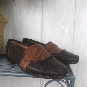 Lorenzo Banfi Loafers Mens Two Tone Leather Slip On Shoes Made In Italy Size 8M - Picture 1 of 11