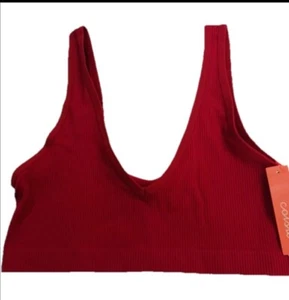 Women's Colsie Reversible Ribbed Bralette Red Size XL ( 38DD 40D) - Picture 1 of 4