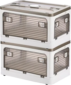 Collapsible Storage Bins,Storage Bins with Lids,Stackable 8.2Gal Folding Storage - Picture 1 of 12