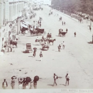 Naples 1875 Riviera di Chiaja Villa Municipale Veduta Animata Photo Albumine - Picture 1 of 18
