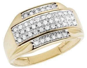 Men's 10K Yellow Gold Genuine Diamonds Wedding Engagement Band Ring 0.33ct 12MM - Picture 1 of 5