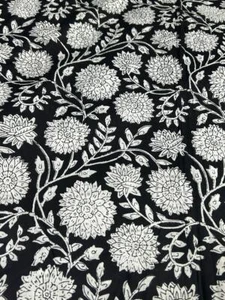 3 Yard Hand Block Print Handmade Cotton Indian Natural Sanganeri Print Fabric - Picture 1 of 10