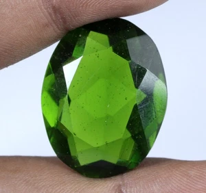 Brazilian Olive Green Peridot 48.35 Carat Oval Gemstone Certified T8856 - Picture 1 of 7