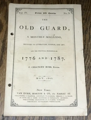 1866 The Old Guard Magazine, States' Rights. Confederate. Anti-Abolition. Racist - Image 1 of 4