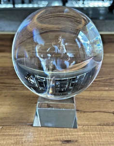 Large Sirius Orb Glass Ball 6" Glass Base Baccarat Style Chrystal Art - Picture 1 of 4