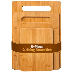 Set di Tagliere in Bambù - 3 Pezzi Tagliere in Legno Reversibili per Cucina... - Foto 1 di 9
