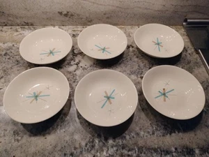 Vintage Salem North Star Atomic Star Space Age 6 Stück Beere Obstschale Set 5 1/2" - Bild 1 von 4