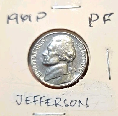 1961 - Moneda de 5c de níquel P Jefferson - Prueba de conjunto de prueba Foto 1 de 4