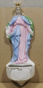 Antike Porzellan Weihwasser Wandbehälter 15cm Madonna 272869 6 mehrfarbig - Bild 1 von 6
