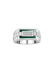 Rylos 925 Sterling Silver Green Quartz Rectangle Shape Designer Ring Size 8-13 - Picture 1 of 5