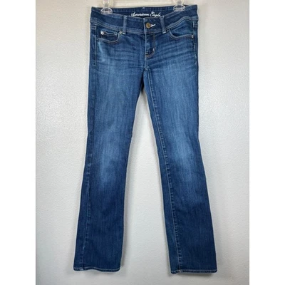 American Eagle Jeans Womens 4 Long Boot Cut Slim Fit Low Rise Dark Wash Stretch - Image 1 of 4
