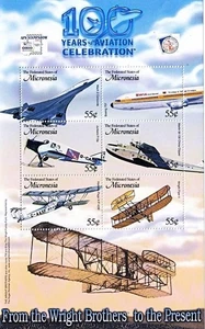MICRONESIA 2003 AVIATION ANNIV. S/S + M/S MNH PLANES, CONCORDE, BOEING 747 - Picture 1 of 2