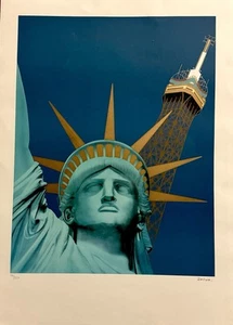 100-STATUE de la LIBERTE et TOUR EIFFEL Signed by RAZZIA, Limited 54/250 - Picture 1 of 12