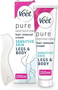 Veet Pure Sensitive Hair Removal Cream 200ml – Legs & Body, Exfoliates & Hydrate - Picture 1 of 9
