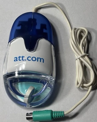 Vintage AT&T Aqua Computer Mouse AM-940-P PS/2 Blue White Promotional Retro - Image 1 of 4