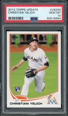 2013 Topps Update #US290 Christian Yelich Rookie PSA 10 Miami Marlins RC - Image 1 of 2