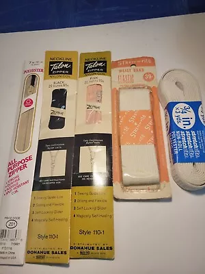 Lot Of 3 New Zippers And Elastic Pink 22" Black 20" Ecru 7"  Waist Band Elastic  - Image 1 of 4