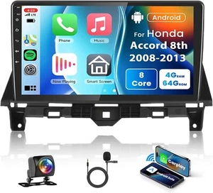 10.1" Android Car Stereo 2008–2013 Honda Accord Wireless CarPlay Android Auto - Picture 1 of 8