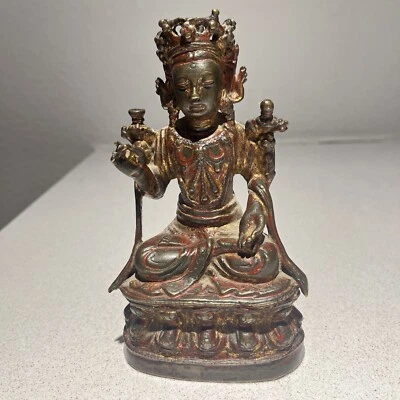 Antique Mongolian Bronze Buddha Statue - Image 1 of 4