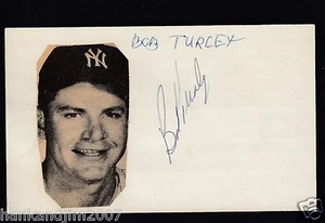 Bob Turley d'2013 Vintage Autographed Index card with small photo SGC Authentic - Picture 1 of 2