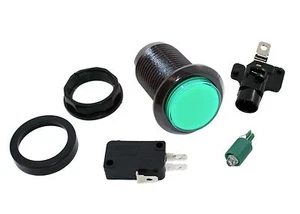Green LED Arcade Pushbutton with Black Bezel - Bild 1 von 2