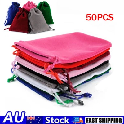 50X Velvet Cloth Drawstring Bags Jewelry Ring Earring Pouch Wedding Favor Bag AU - image 1 of 4