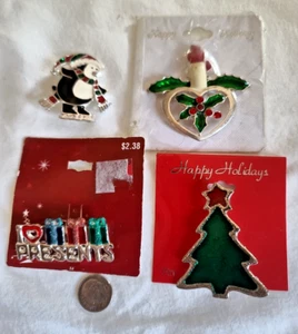 Vintage Weihnachtsbrosche Lot BAUM Stechpalme Kerze Marke Anthony signiert Pinguin ALTBESTAND - Bild 1 von 2