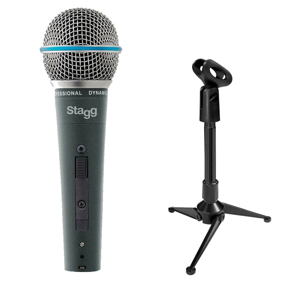 Stagg SDM60 Dynamic Microphone with XLR Cable and Mini Tripod Stand - Image 1 of 1