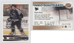 2002-03 Pacific Complete Red /100 Niko Dimitrakos #513 Rookie RC