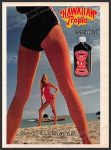 Hawaiian Tropic 1980s Print Advertisement 1981 Legs "Tan of the islands" - Picture 1 of 1