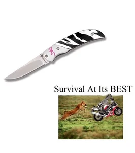 Browning pocket knife Black and White Handle Prism Safari Free Shipping USA - Picture 1 of 3