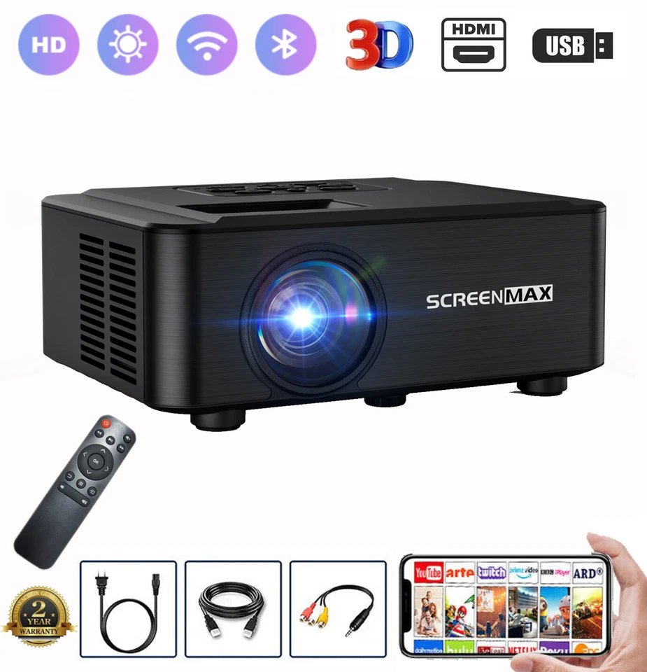 4K Projector 50000LMS 1080P 3D 5G WiFi Bluetooth Video Home Theater 230" Display - Image 1 of 4