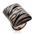 Multicolor Resin Zebra Pattern Cocktail Ring With Glitter Us-6