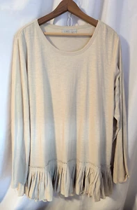 LOGO Lori Goldstein Mujer Beige/Arena Túnica Plisada Dobladillo Top Talla XL Boho - Imagen 1 de 12