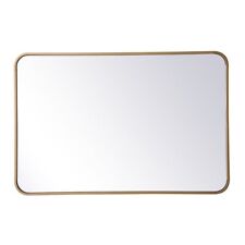 Elegant Decor Evermore 24x36" Soft Corner Metal Rectangular Mirror in Brass
