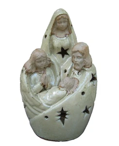 Nativity Pierced Candle Light Pottery Christmas 7.5" New in Box Kirklands - Picture 1 of 3