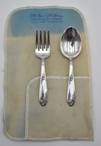 Lunt Sweetheart Rose Sterling Silver Baby Infant Child's Fork & Spoon No Mono - Picture 1 of 17