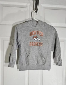 Denver Broncos NFL Hoodie Kids M 5/6 Gray Hooded Pullover Sweatshirt - Picture 1 of 7