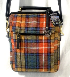 Bolso Bandolera/Hombro Mucros Tejedores Lana Cuadros Otoño Colores Borde Cuero Nuevo - Imagen 1 de 21