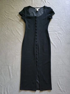 Vintage Y2K Rampage Button Down Long Black Dress Size Small Made In USa - Picture 1 of 8
