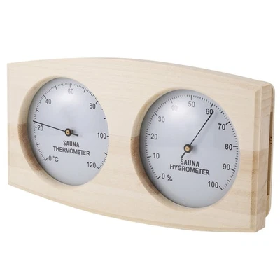 Sauna e igrometro in legno, accessorio spa a parete, meccanico, n.5994 - Immagine 1 di 4