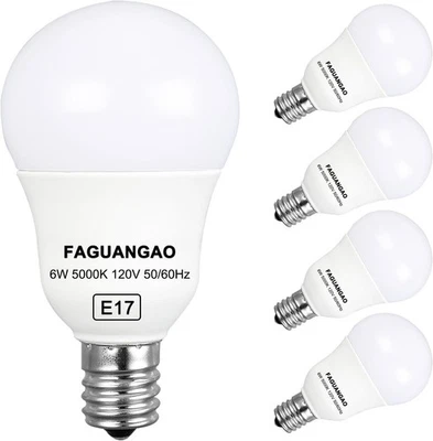FAGUANGAO E17 Intermediate Base LED G14 Bulbs, 6W 4 Count (Pack of 1), 5000k  - Image 1 of 4