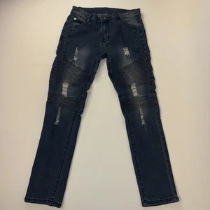 Fashion Jeans Boy's Size 10 Blue Slim Fit Stretch Distressed - Picture 1 of 11