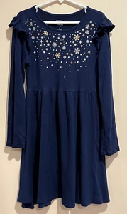 Jumping Beans All Day Play Blue Dress Girls Size 7 Long Sleeve Sequins - Picture 1 of 15