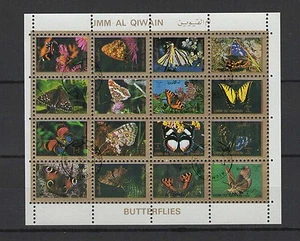 Schmetterling Umm Al Qiwain ein Blatt 16 kleine Marken gestempelt / T1452 - Bild 1 von 1