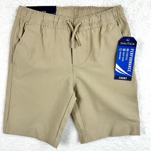 Nautica Lowell Khaki Boys' School Uniform Elastic Waistband Jogger Shorts, US 4 - Picture 1 of 15