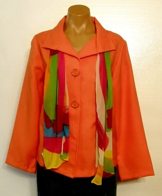 #6973 ¡BONITO! CHAQUETA DE VERANO LIGERA NUEVA CON ETIQUETAS $42 'APPARENZA' CON BUFANDA TALLA M Foto 1 de 4