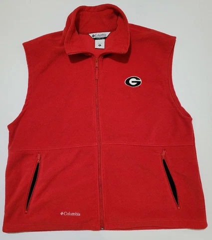 Georgia Bulldogs Columbia Red Sleeveless Fleece Zip Up Vest Sz XL Cover