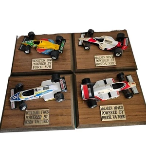 Formula One Model Cars Mounted on Wood Diecast McLaren Williams Benetton Set 4 - Picture 1 of 18